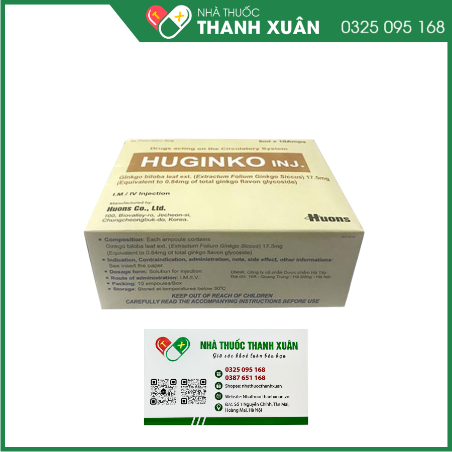 Dung dịch thuốc tiêm Huginko inj. điều trị bệnh Alzheimer, sa sút trí tuệ
